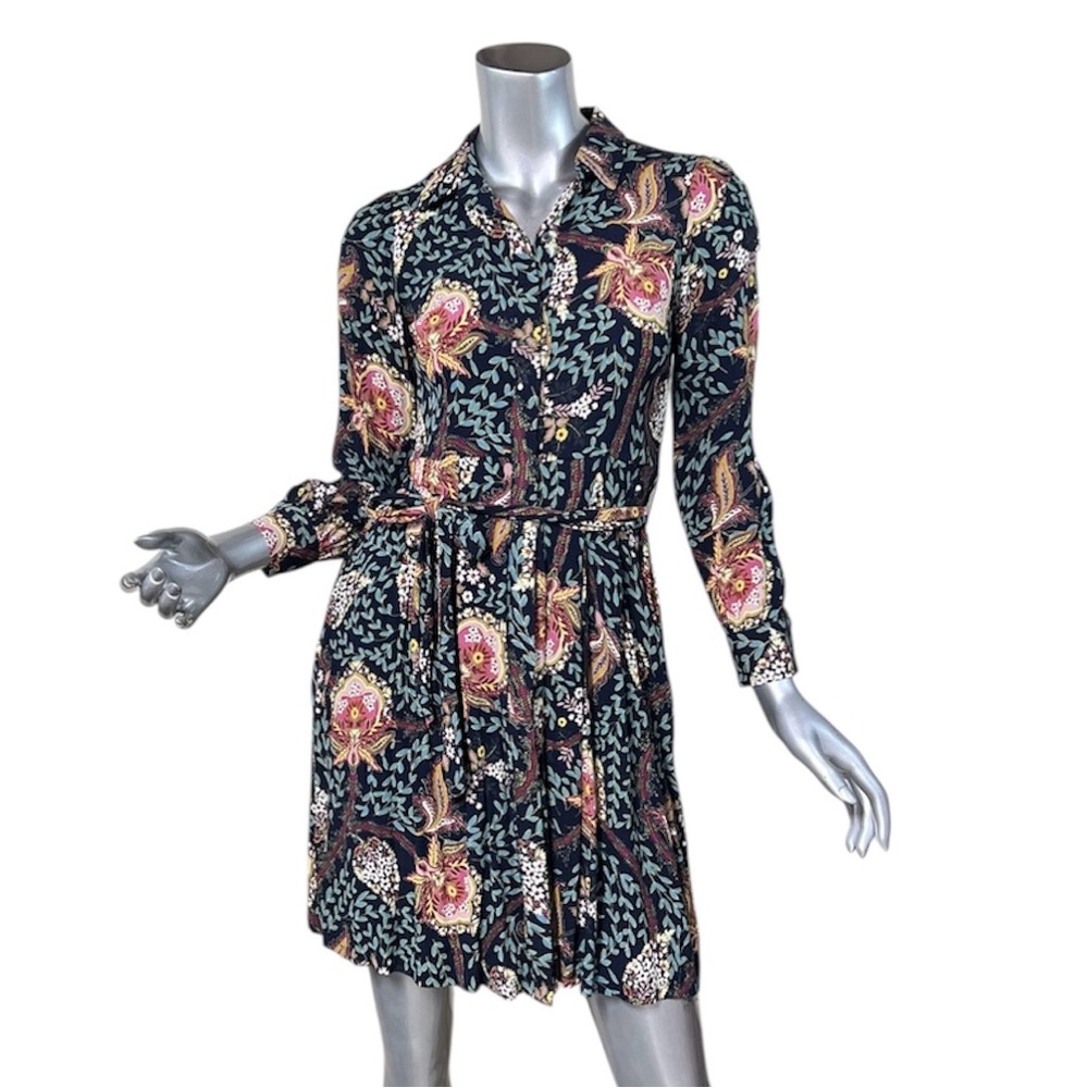 LOFT Women’s 0 Petite Button Front Tie Waist Mini Collar Shirt Dress Pockets